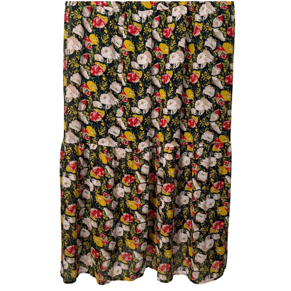 J.Crew Floral Maxi Dress 14 Black Multi Tiered Boho Cottagecore Garden Party Sun - Picture 4 of 11